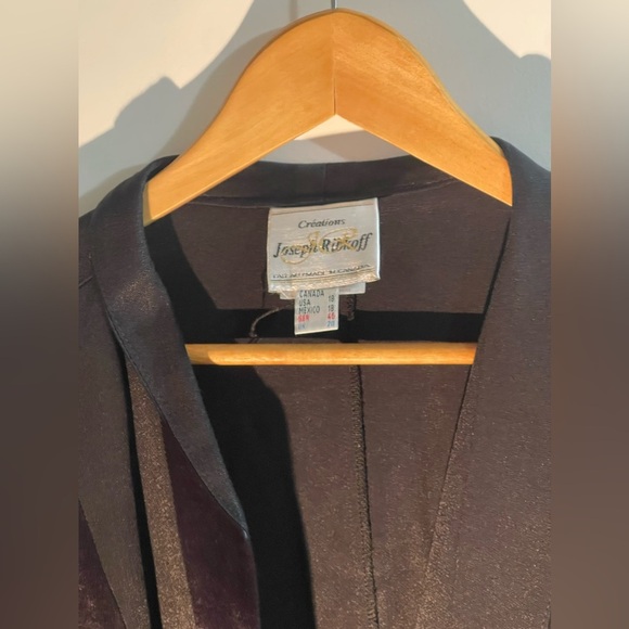 Joseph Ribkoff Vintage Evening Blazer size 10 Black Satin Retro 70s - Picture 10 of 11